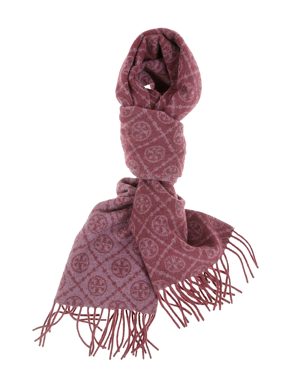 Tory Burch T Monogram Oblong Scarf In Burgundy