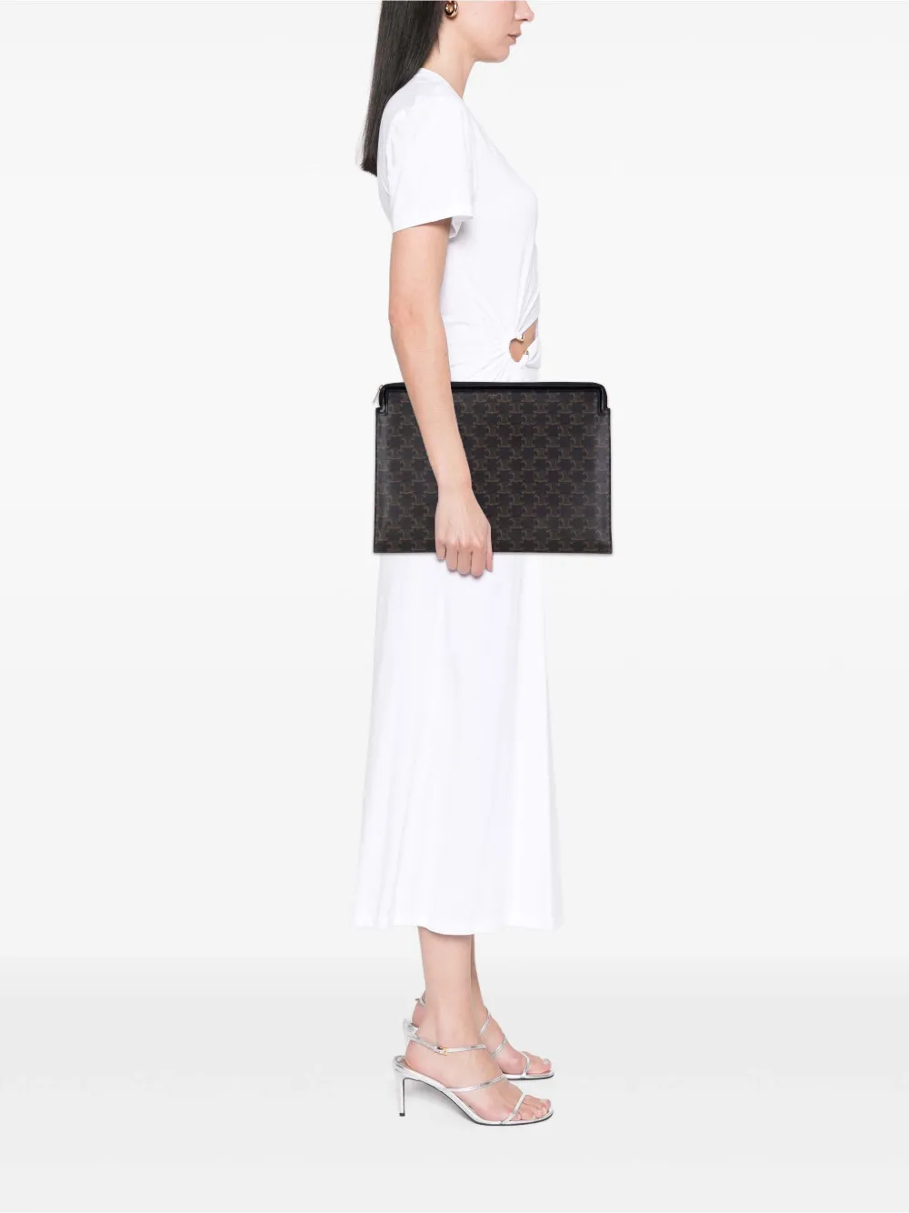 Celine Pre-Owned 2019 Large Triomphe Coated Canvas clutch bag | Pre-Owned | Image 2