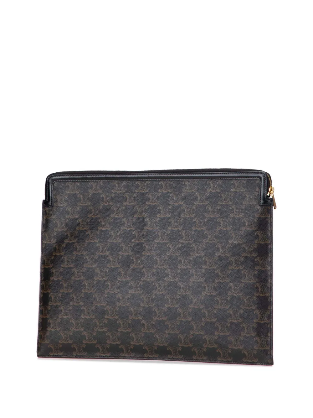 Pre-owned Celine 2019 Large Triomphe Coated Canvas Clutch Bag In Brown