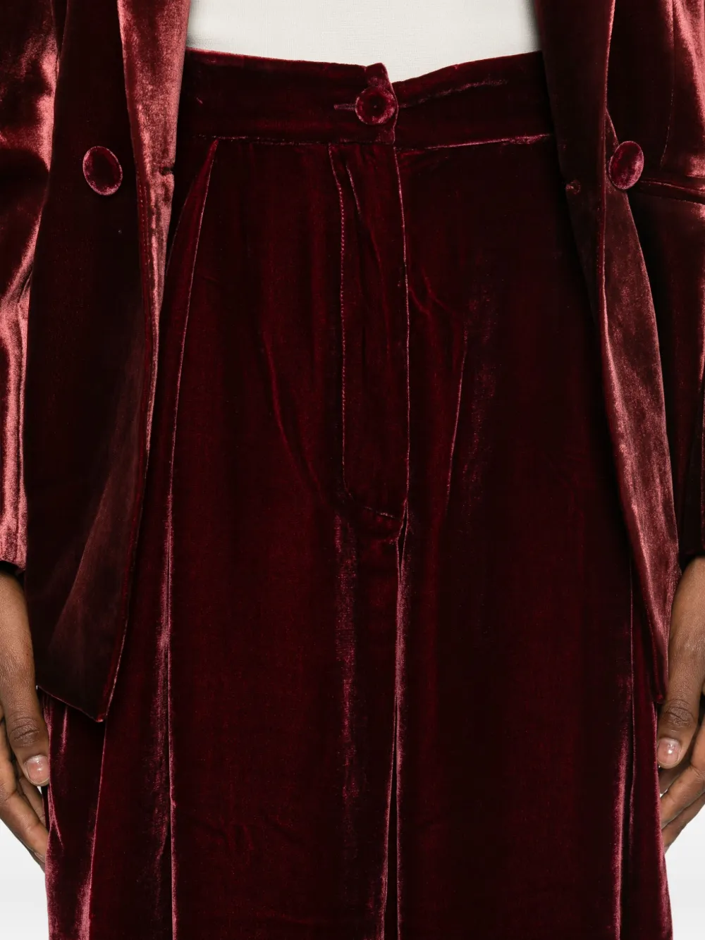 Raquel Diniz Fluwelen broek met plooien Rood