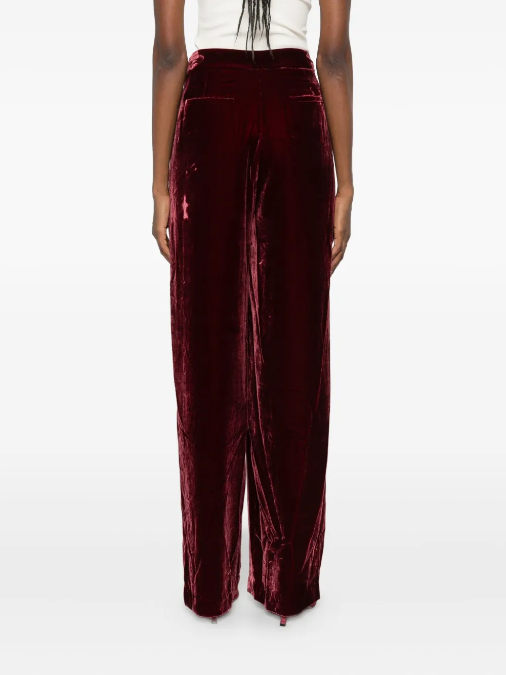 Raquel Diniz Fluwelen broek met plooien Rood