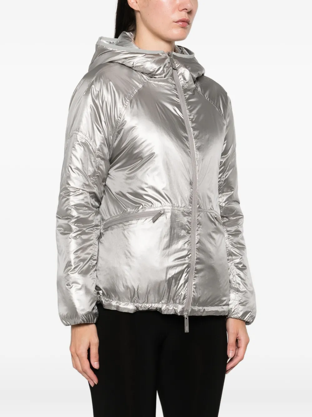 Laminar Metallic Shield Hooded Jacket Clothing In Silver