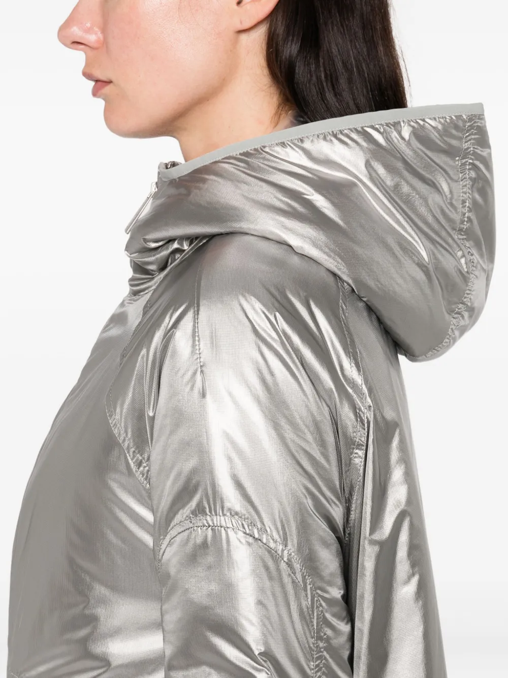 Laminar Metallic Shield Hooded Jacket Clothing In Silver