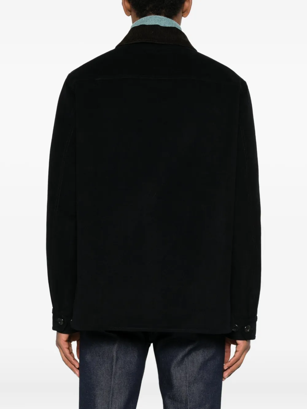 ETRO Shirtjack met opgestikte zak en ribfluwelen kraag Zwart