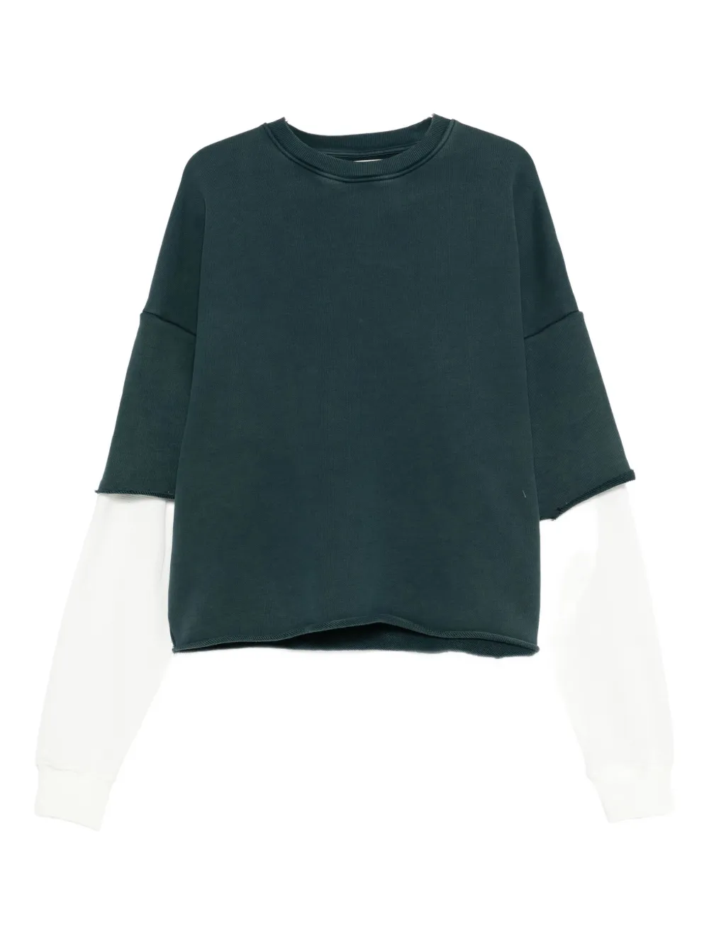 Stay Human On Earth Layered Sweatshirt In Green