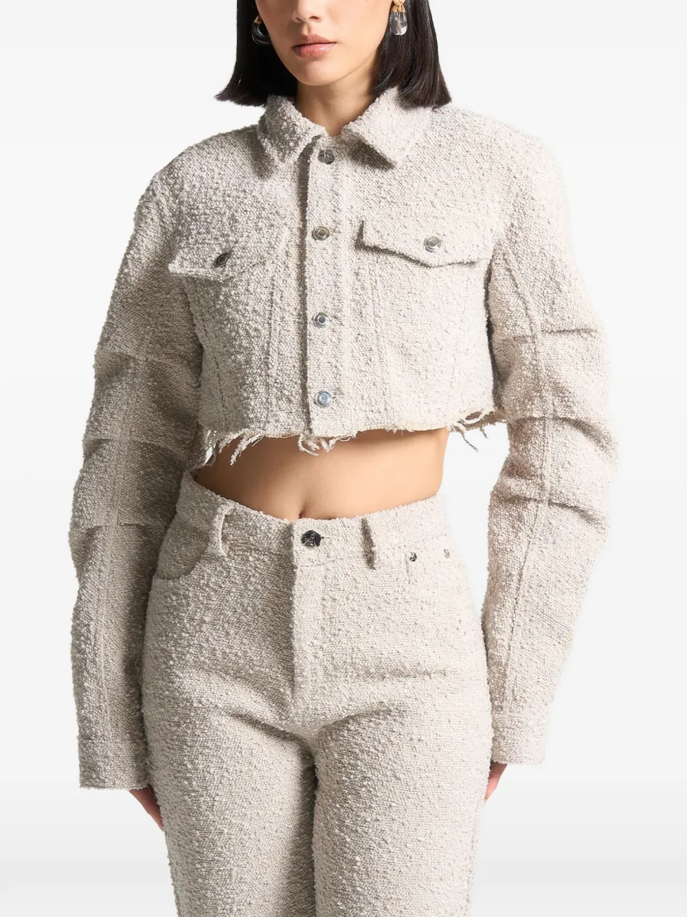Manière De Voir Catherine Bouclé Cropped Jacket In Neutral