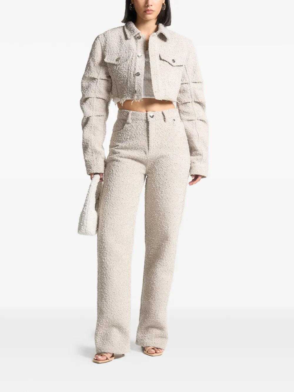 Manière De Voir Catherine Bouclé Cropped Jacket In Neutral