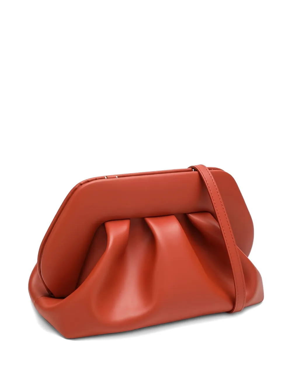 Themoirè Rectangular Pleated Clutch Bag Structured Frame In Orange