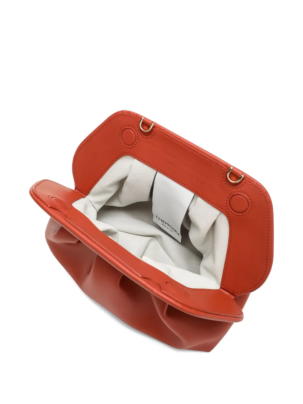 Themoirè Rectangular Pleated Clutch Bag Structured Frame In Orange