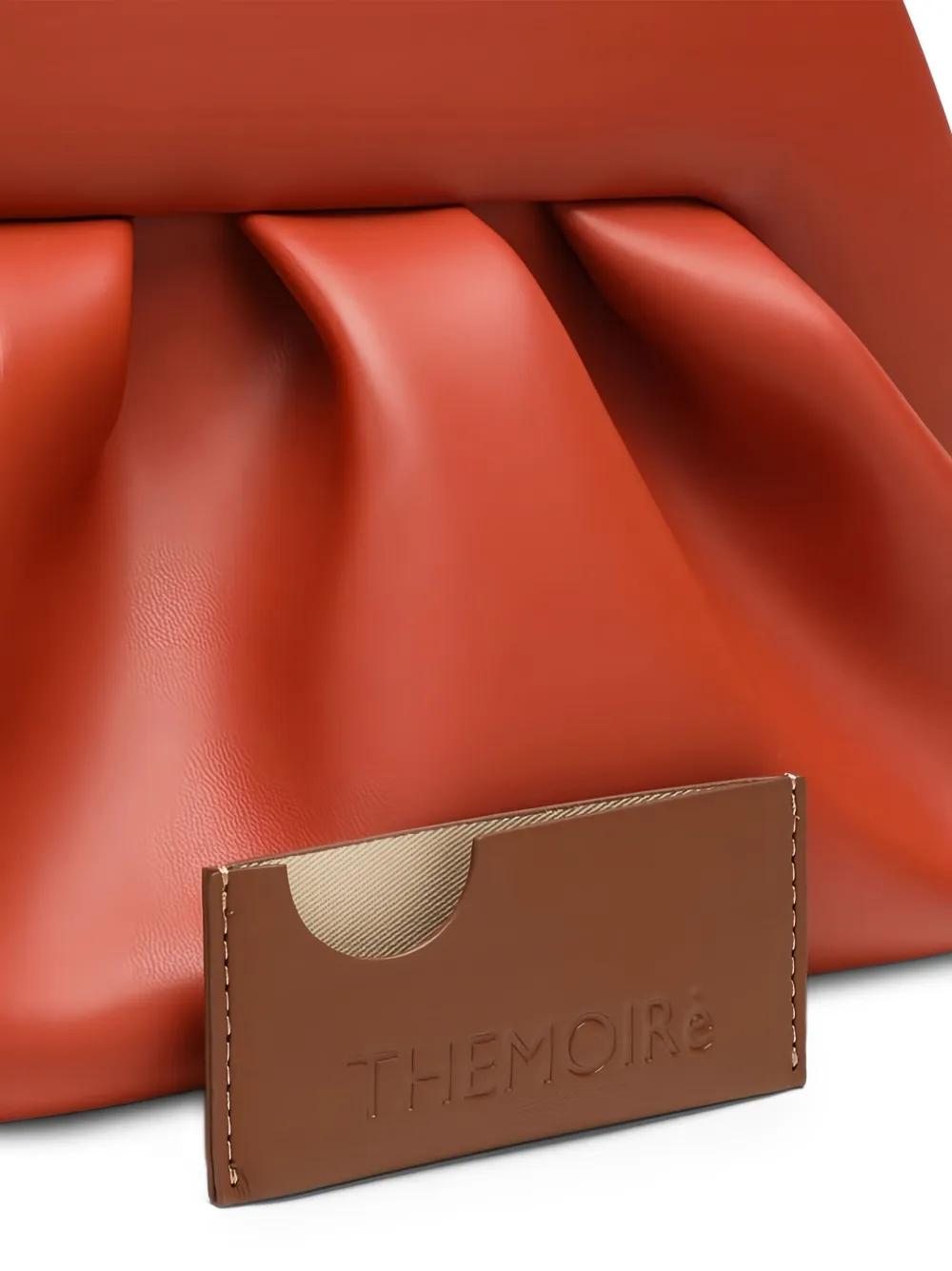 Themoirè Rectangular Pleated Clutch Bag Structured Frame In Orange