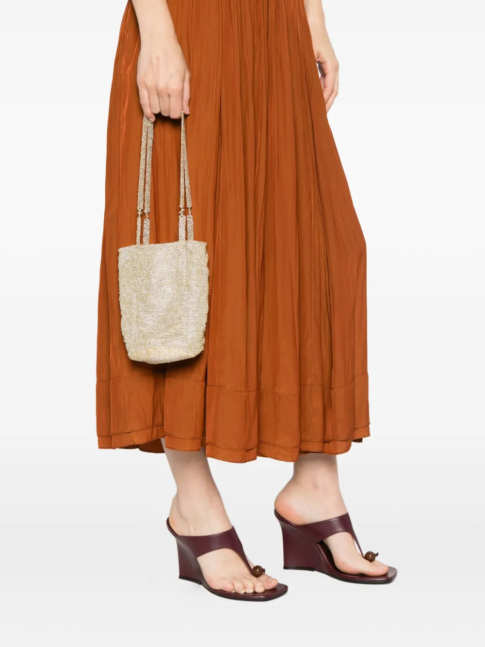 Forte Forte Mini-tas met kralen - Beige