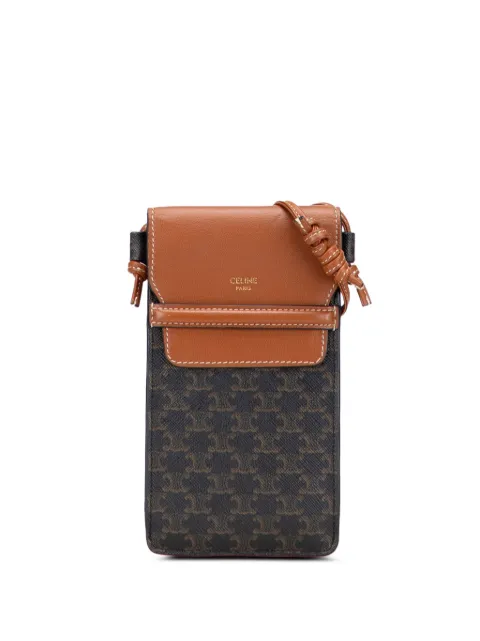 Celine Pre-Owned 2021 Triomphe Coated Canvas Phone Pouch Flap crossbody bag