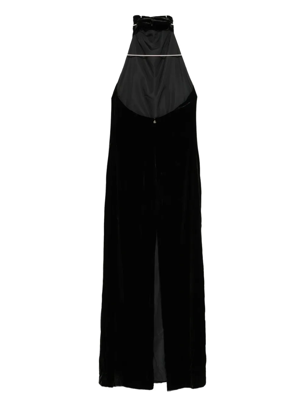 Raquel Diniz halterneck velvet midi dress - Zwart
