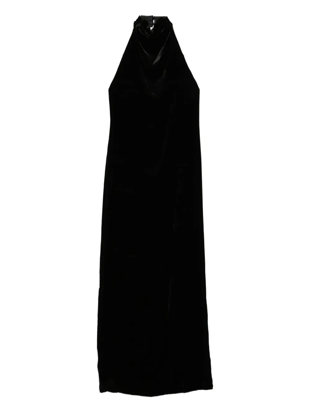 Raquel Diniz Halterneck Velvet Midi Dress In Black