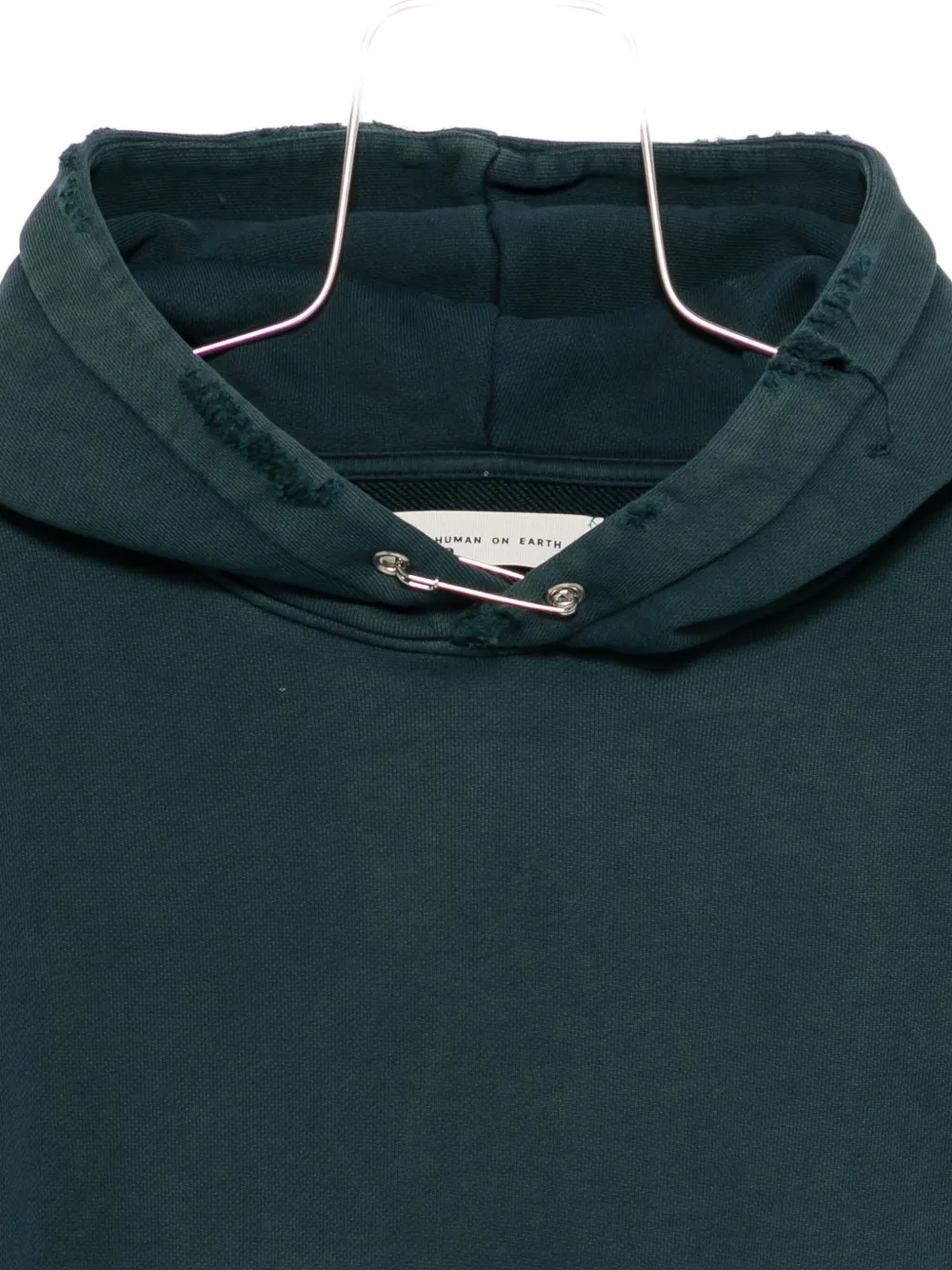 Stay Human On Earth Safety Pin-detail Hoodie In Green