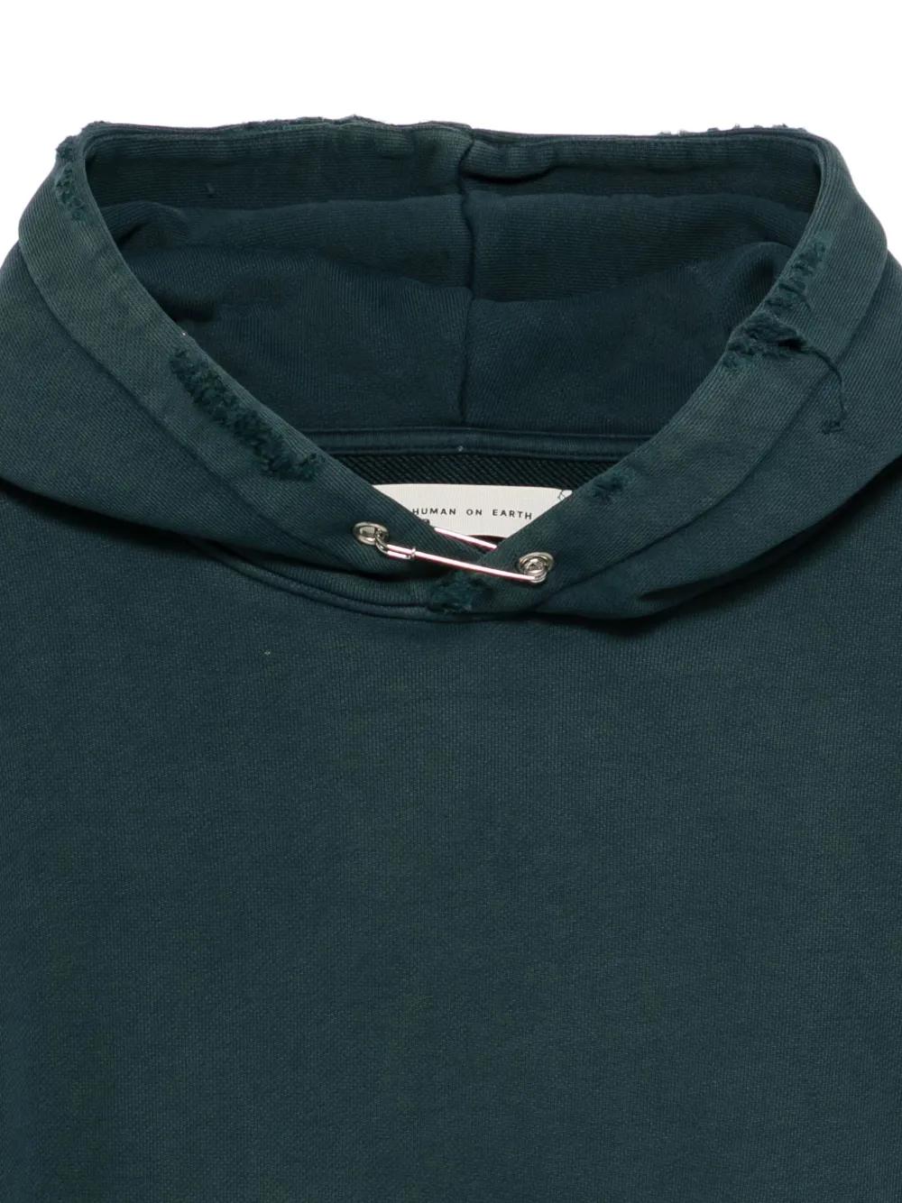 STAY HUMAN ON EARTH Hoodie met veiligheidsspeld-detail Groen