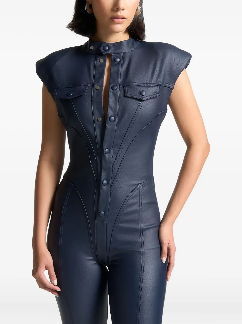 Manière De Voir Jumpsuit met schoudervullingen Blauw
