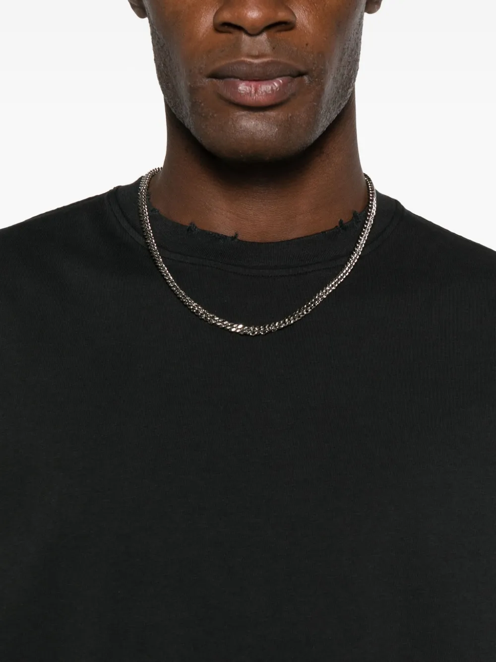 Stay Human On Earth Frayed-edge T-shirt In Black