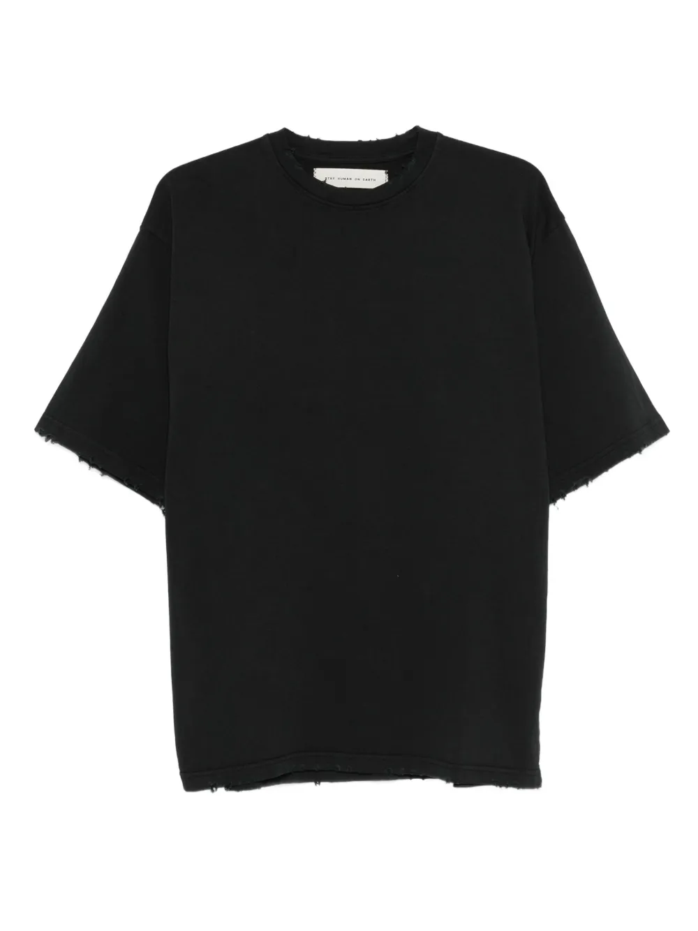 STAY HUMAN ON EARTH フレイドエッジ Tシャツ - ブラック STAY HUMAN ON EARTH フレイドエッジ Tシャツ - ブラック