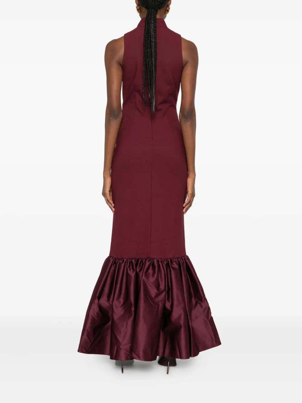 Rotate Birger Christensen Ruffled-hem Maxi Dress In Burgundy