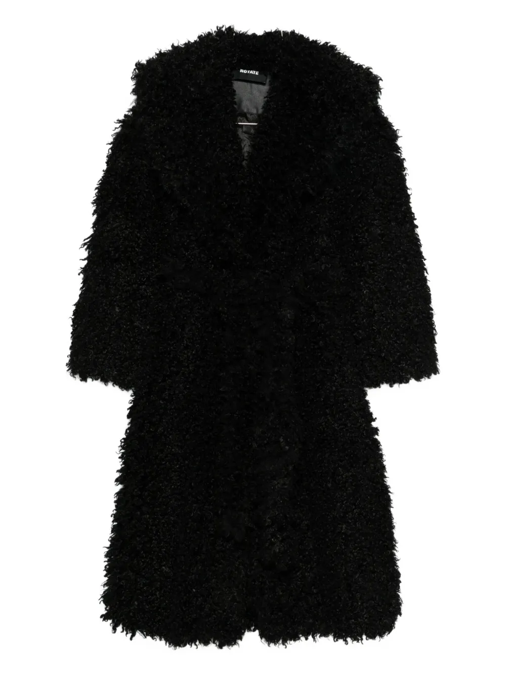 Rotate Birger Christensen Long-sleeves Faux-fur Coat In Black