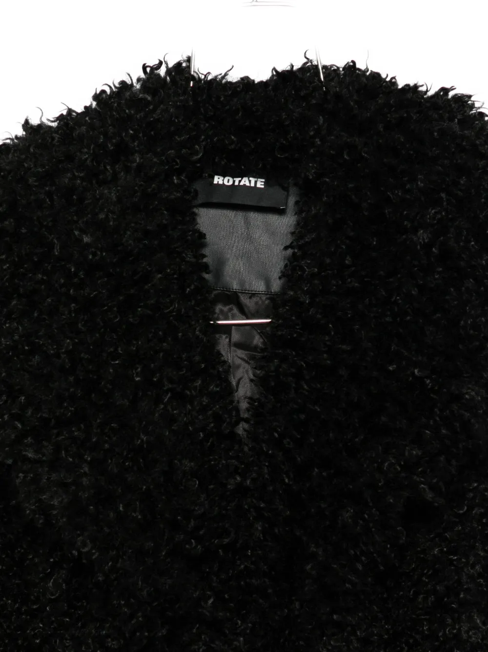 Rotate Birger Christensen Long-sleeves Faux-fur Coat In Black