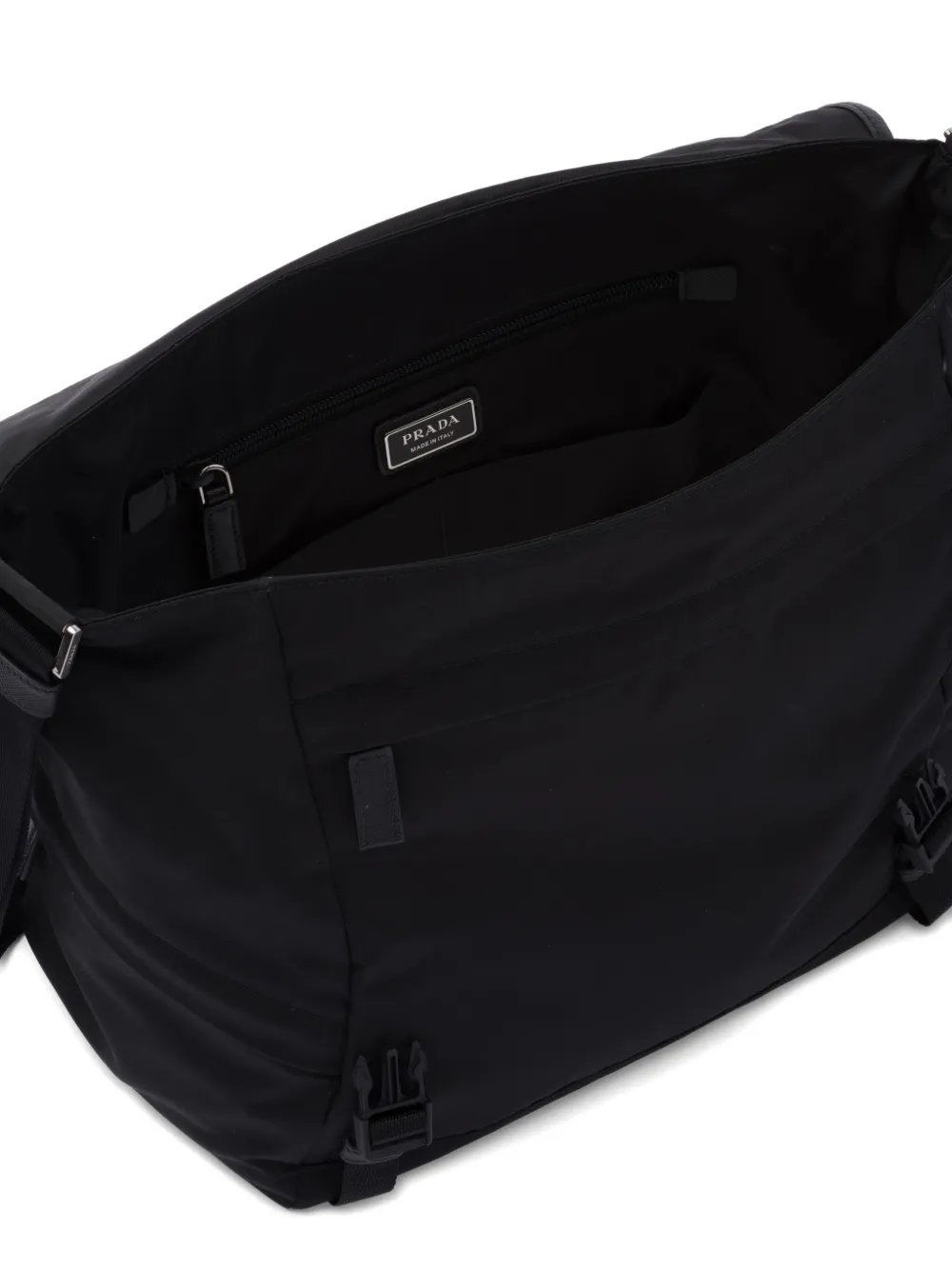 Prada Triangle-logo Buckle Messenger Bag In Black