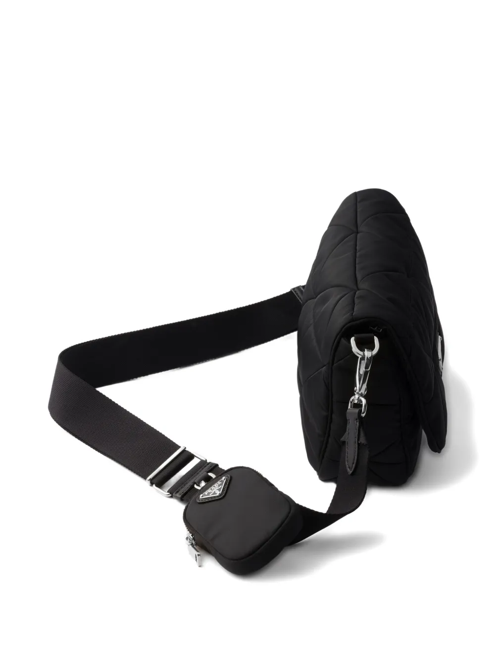 Prada Stitching Padded Shoulder Bag In Black