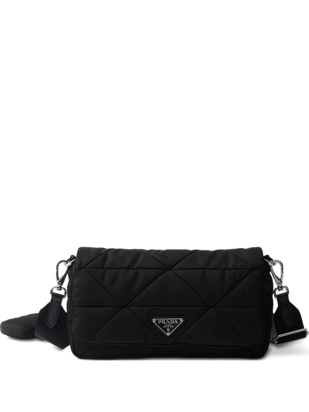 Prada Stitching Padded Shoulder Bag In Black