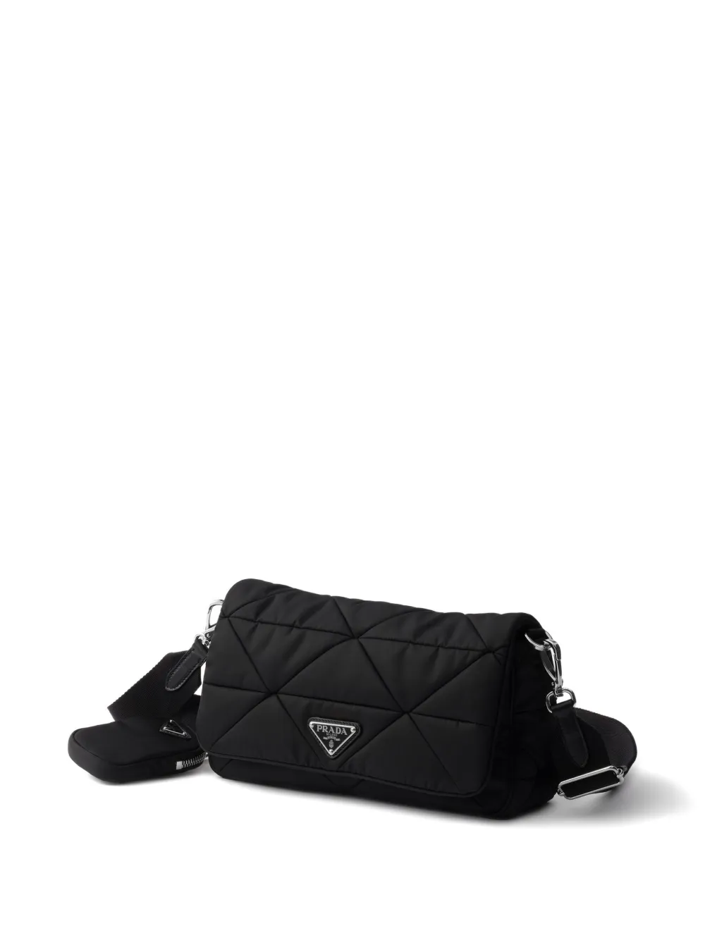 Prada Stitching Padded Shoulder Bag In Black