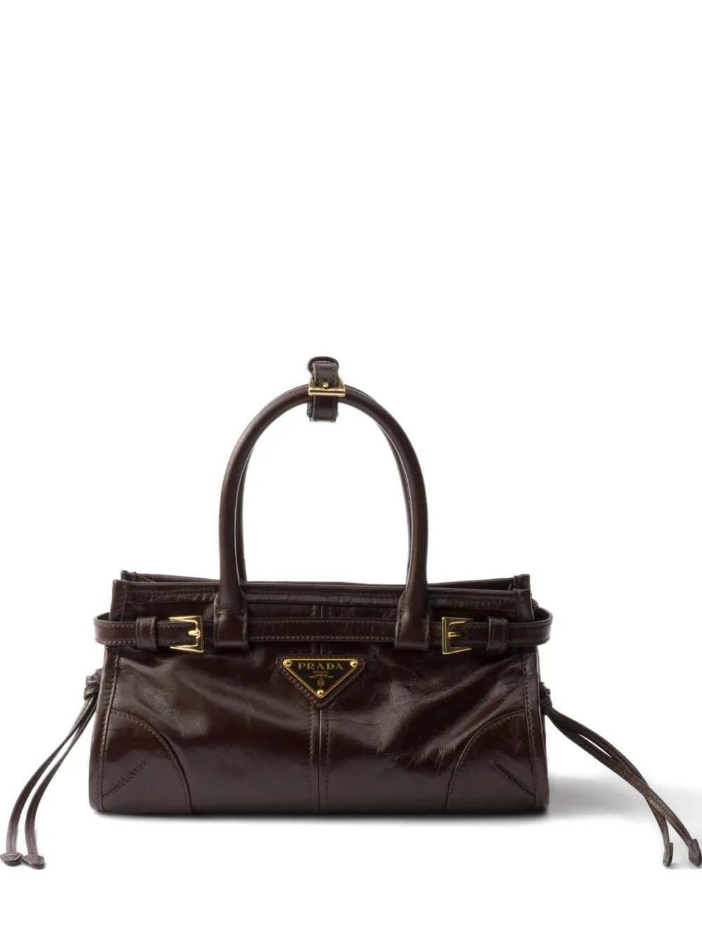 Prada Mini Bonnie Leather Tote Bag In Brown