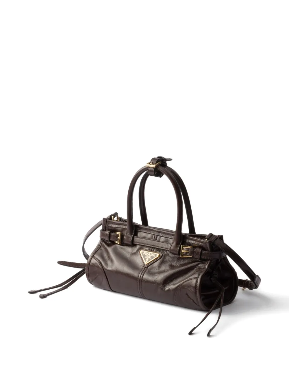 Prada mini Bonnie leather tote bag - Bruin