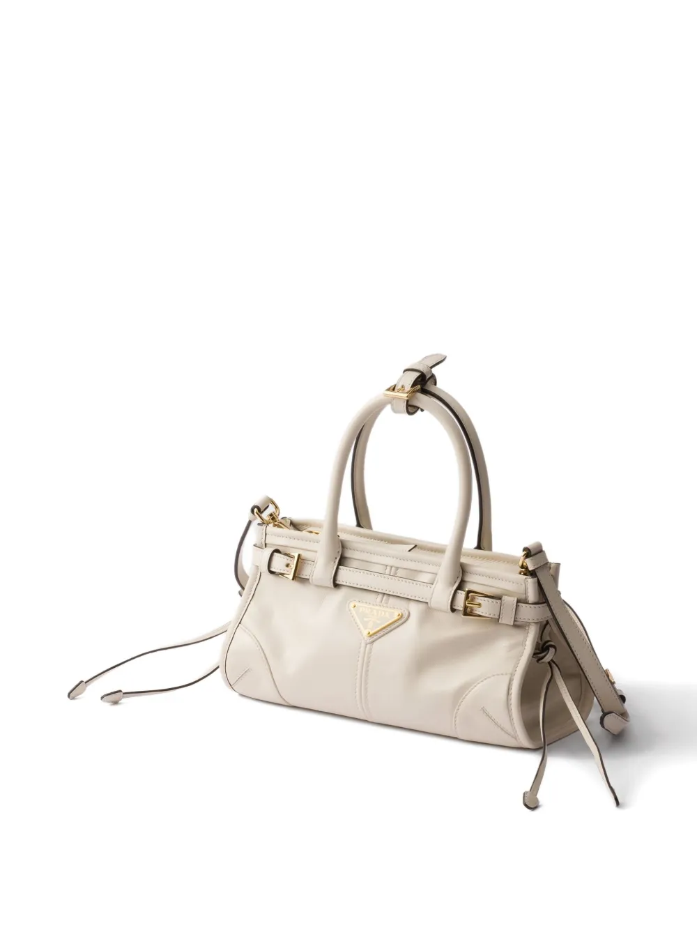 Prada Bonnie leren mini-shopper Beige