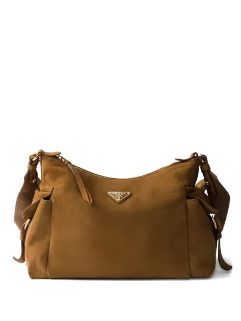 Prada large Explore suede-leather shoulder bag