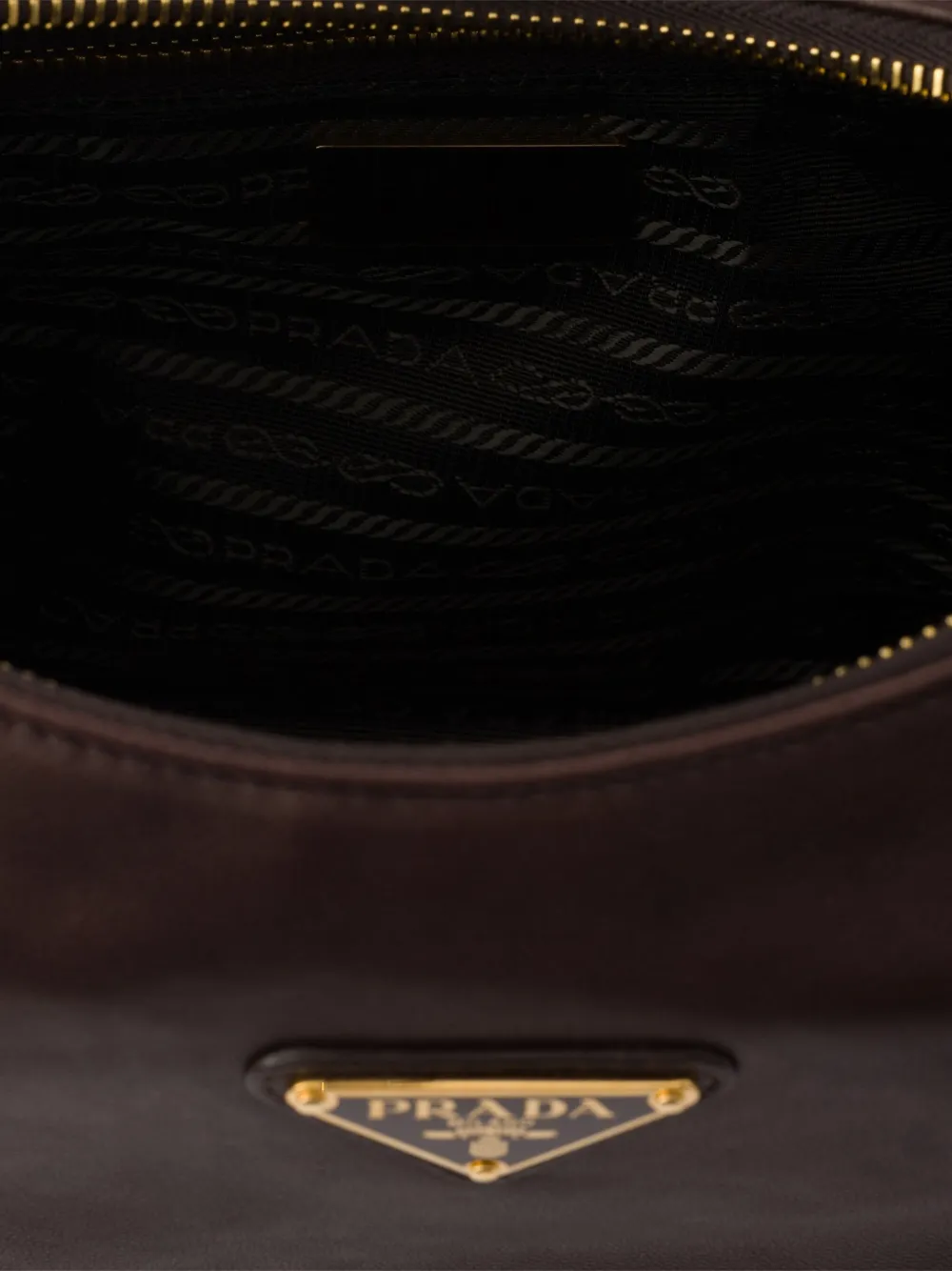 Prada Large Explore Leather Shoulder Bag In Brown
