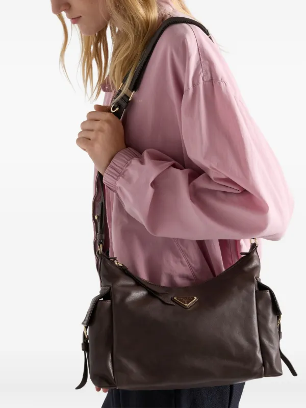 Prada Explore Large Nappa Leather Bag | Brown | FARFETCH IN