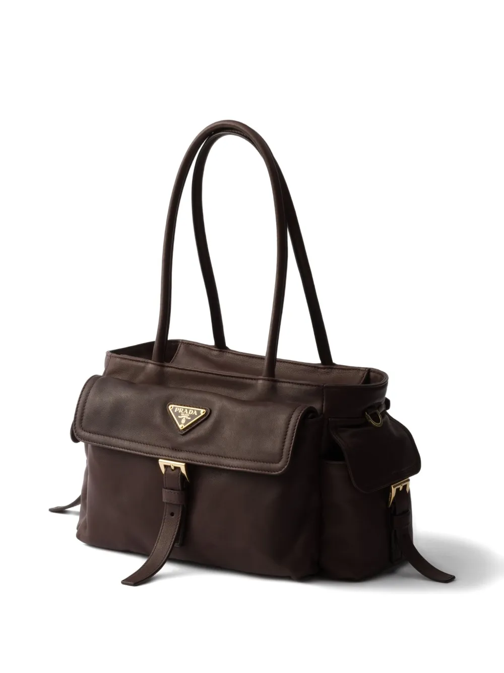 Prada Medium Explore Leather Tote Bag In Brown