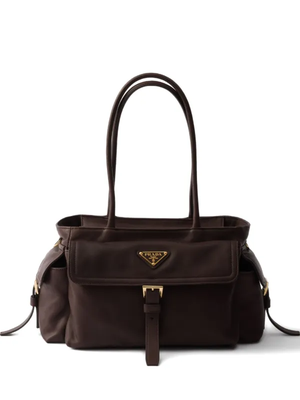 PRADA ハンドバッグ Prada Explore レザーハンドバッグ M | ブラウン | FARFETCH JP