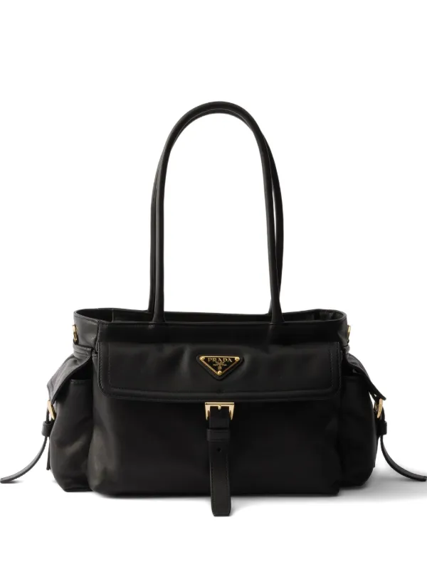 Prada Explore Medium Nappa Leather Tote Bag in Black