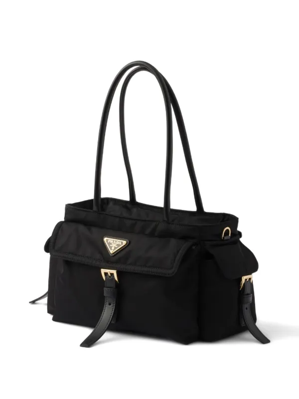 Prada Explore Medium Re-nylon And Leather Tote Bag | Black | FARFETCH