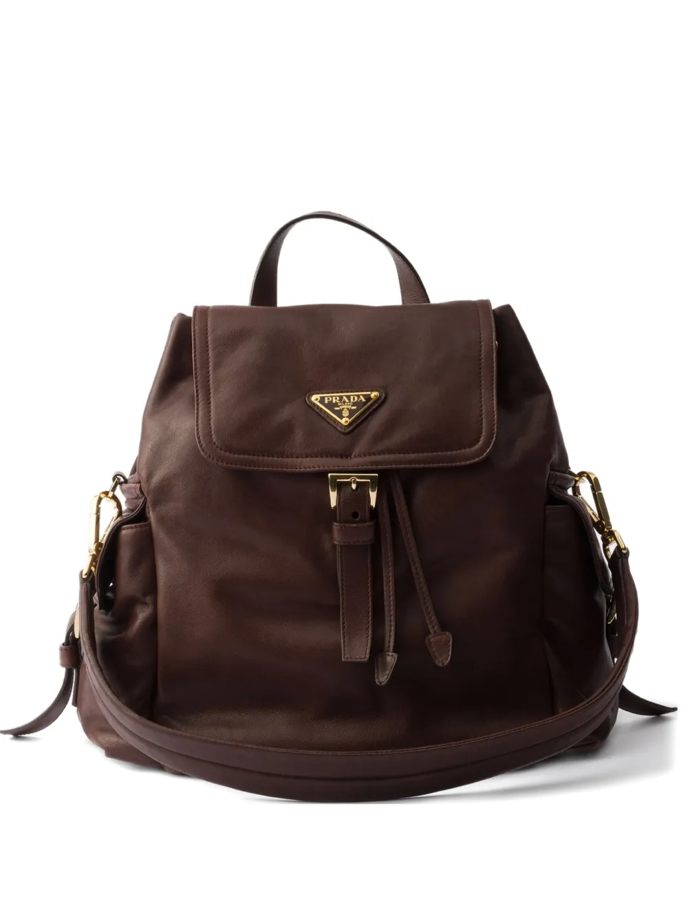 Prada Medium Explore Leather Backpack In Brown