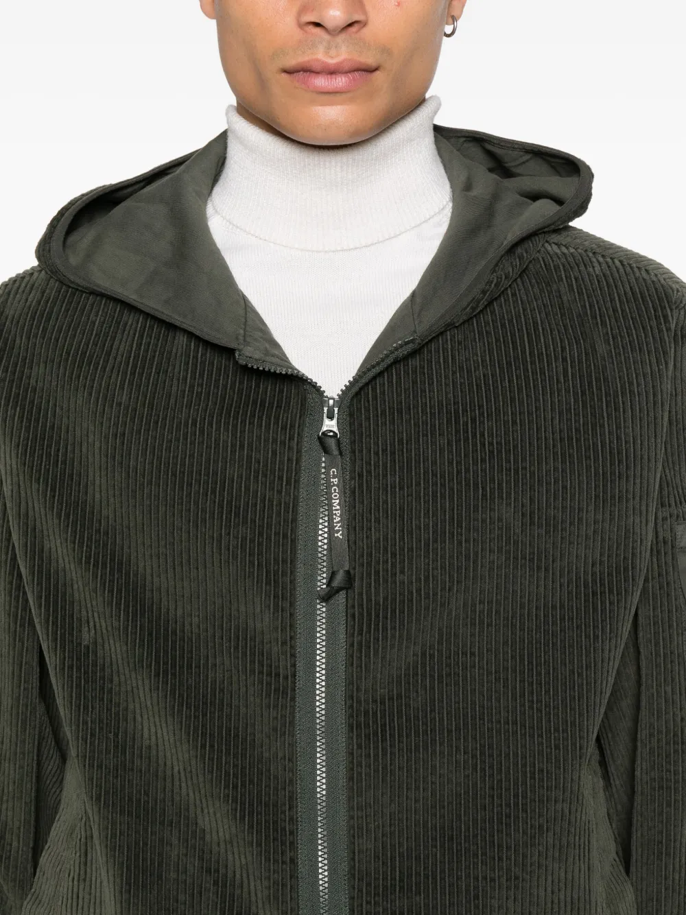 C.P. Company Ribfluwelen hoodie Groen