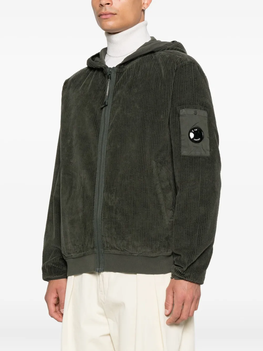 C.P. Company Ribfluwelen hoodie Groen