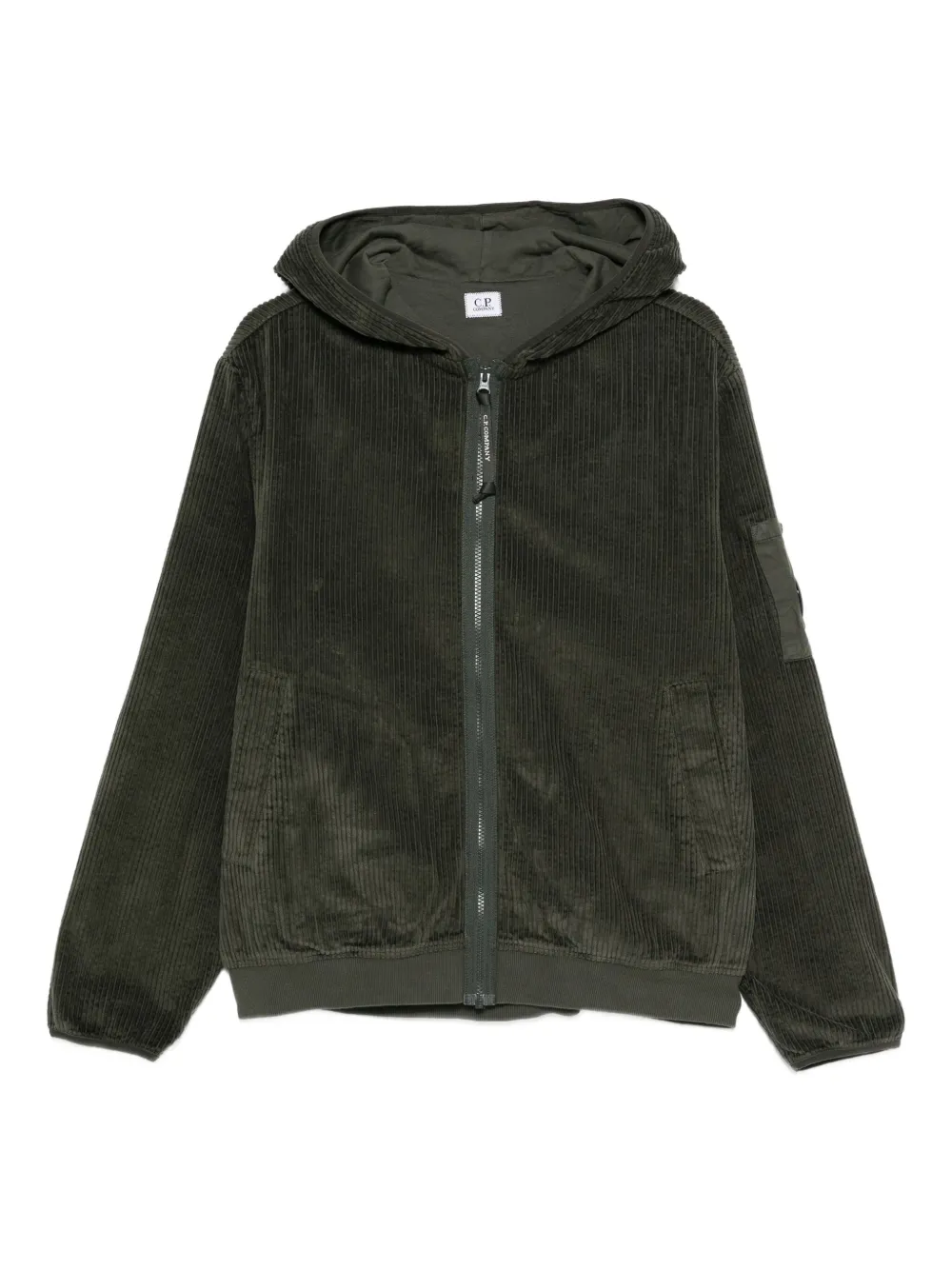 C.P. Company corduroy zip-up hoodie | Green | Image 1
