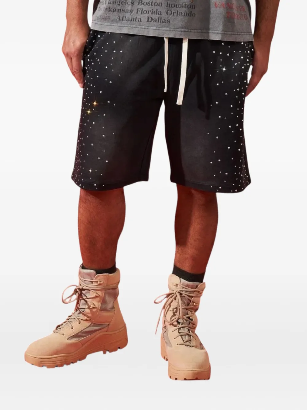 Duaa Passion Stone Track Shorts In Black