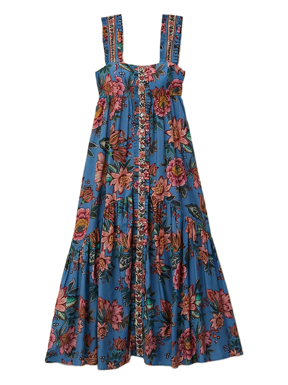 Farm Rio Wonderful Bouquet Floral Ruffled Maxi Dress In Multi