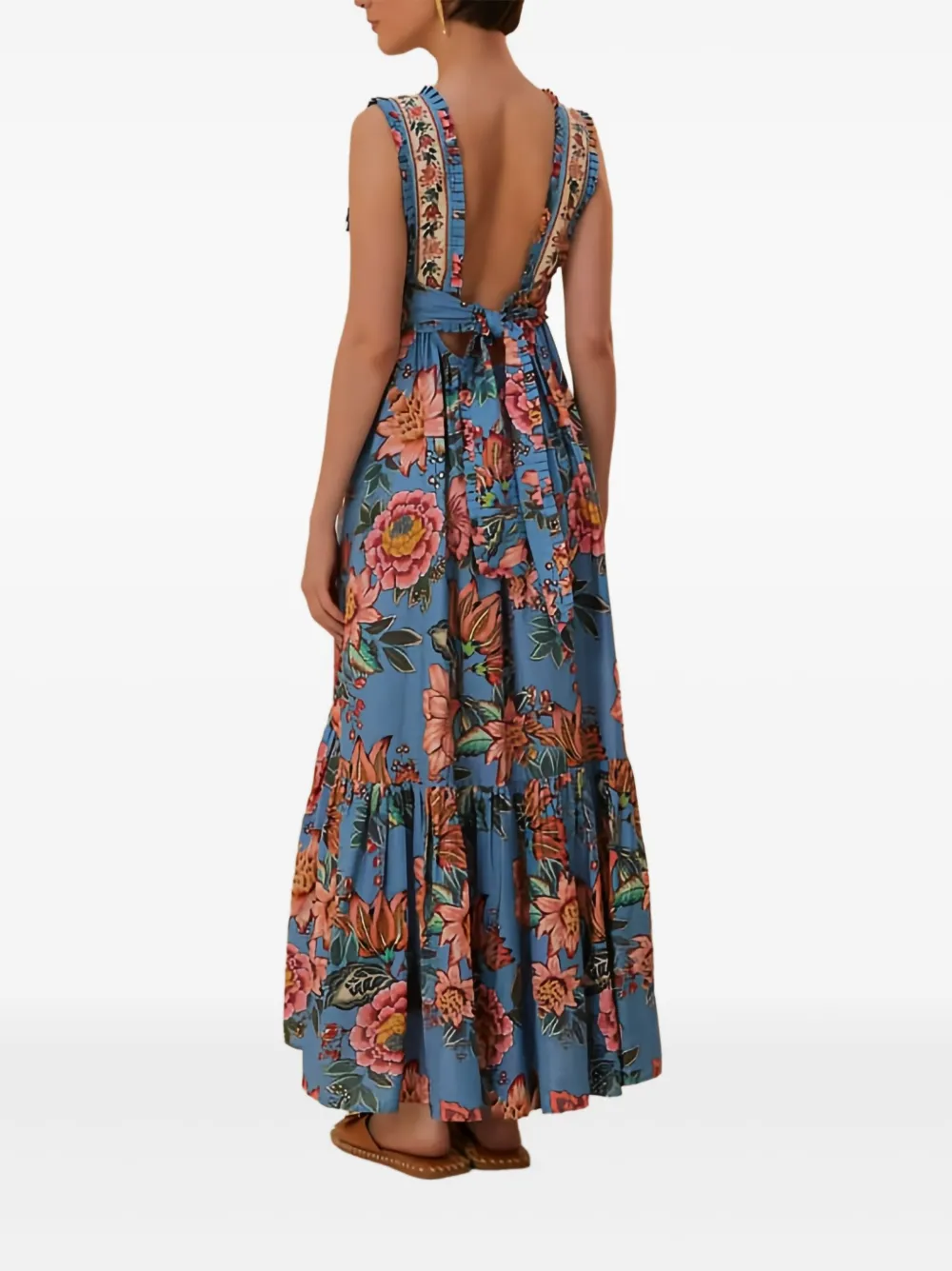Farm Rio Wonderful Bouquet Floral Ruffled Maxi Dress In Multi