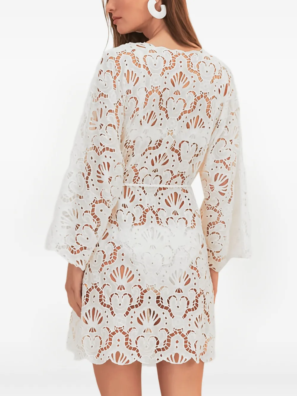Farm Rio Seashell-motf Mini Dress In Neutral