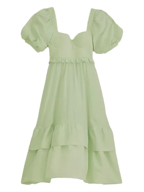 FARM Rio vestido midi manga corta con diseño capitonado