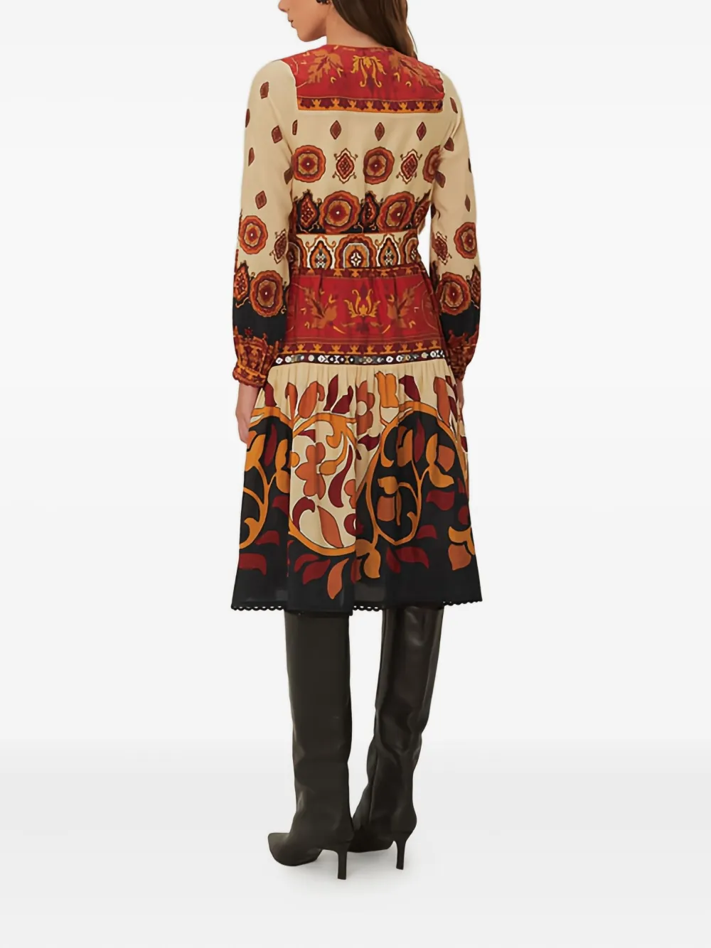 FARM Rio Ainka Tiles jurk met ceintuur Rood